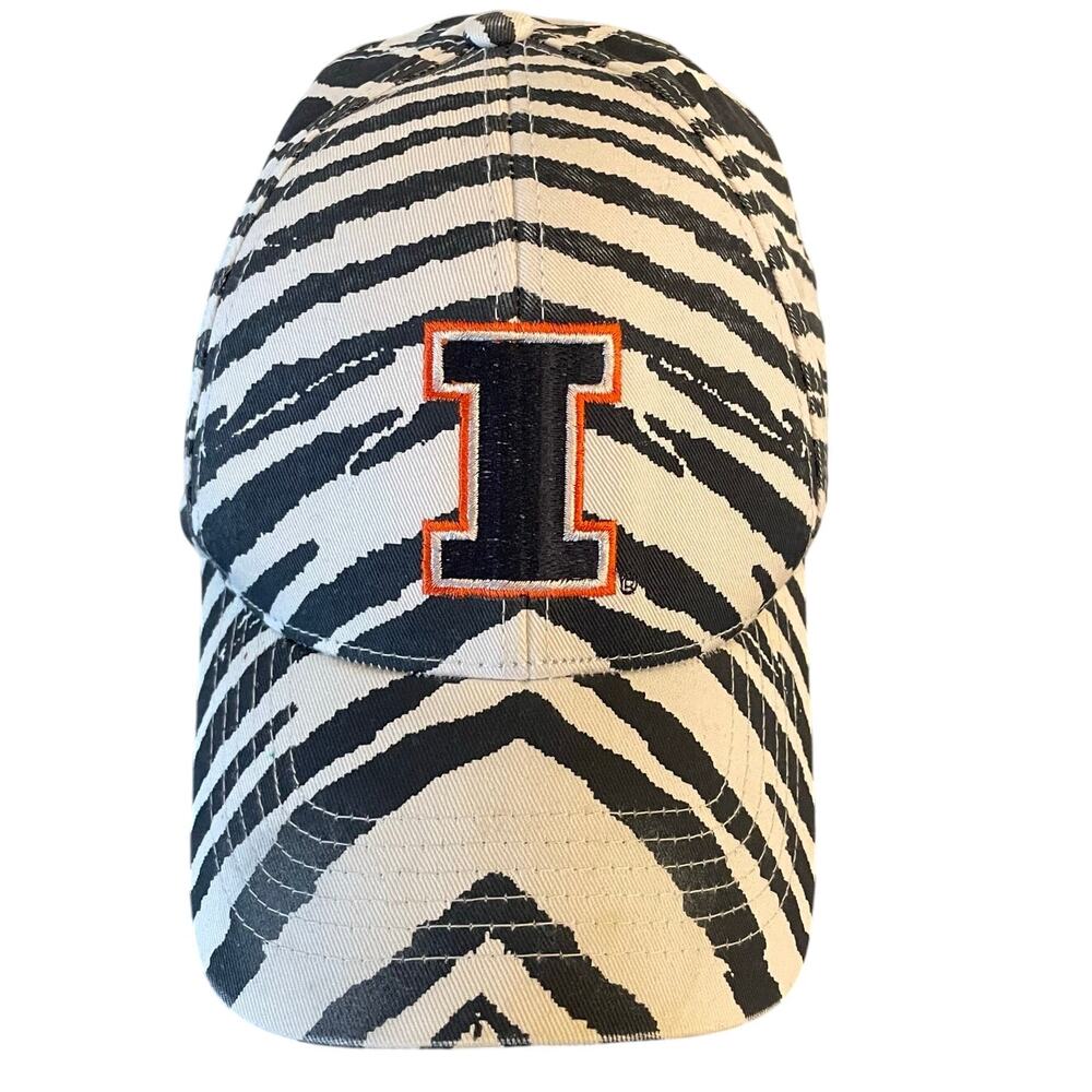 Vintage Fighting Illini University of Illinois Zebra Snapback Hat Zubaz OSFA